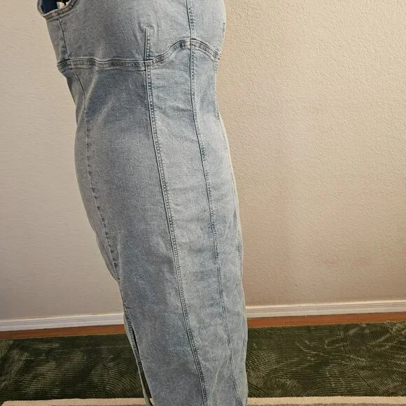 NWT long Denim dress with slit - Picture 9 of 11